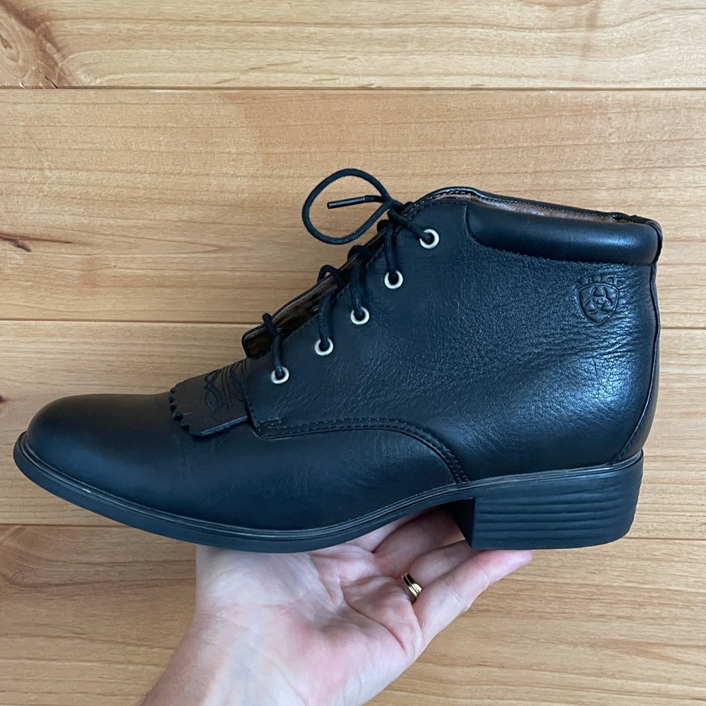 Ariat black Heritage leather ankle boots & fringe